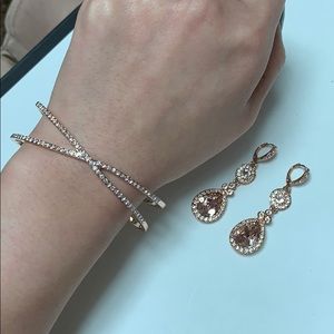 Rose gold zirconia givenchy bracelet earring set